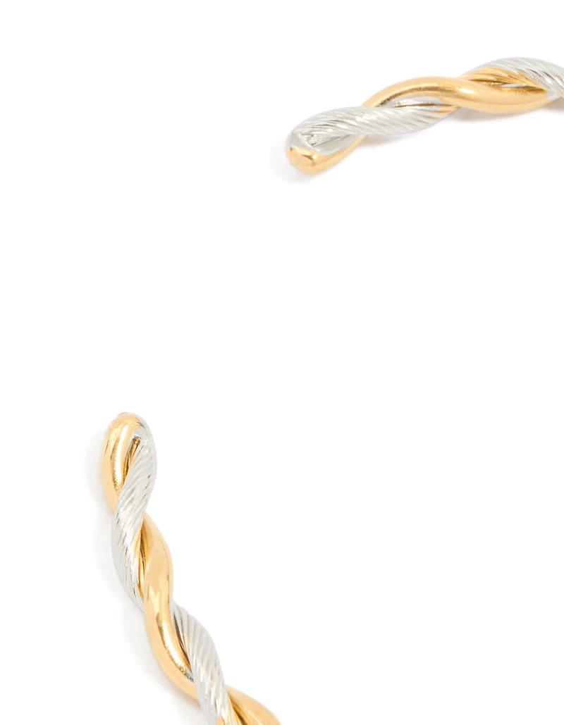 Waterproof Gold Plated Stainless Steel Twist Detail Open Wrist Cuff