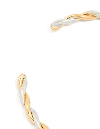 Waterproof Gold Plated Stainless Steel Twist Detail Open Wrist Cuff