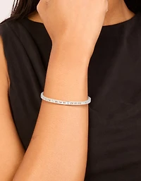 Waterproof Stainless Steel Diamante Roman Numeral Hinge Bangle