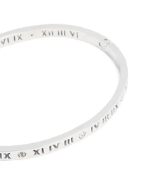 Waterproof Stainless Steel Diamante Roman Numeral Hinge Bangle