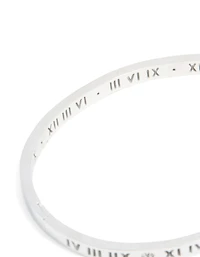 Waterproof Stainless Steel Diamante Roman Numeral Hinge Bangle