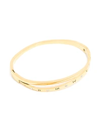 Waterproof Gold Plated Stainless Steel Diamante Roman Numeral Hinged Bangle