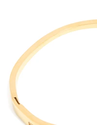 Waterproof Gold Plated Stainless Steel Diamante Roman Numeral Hinged Bangle