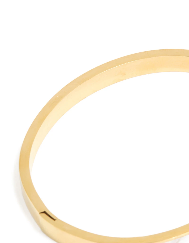 Waterproof Gold Plated Stainless Steel Pearl Inlay Hinge Bangle