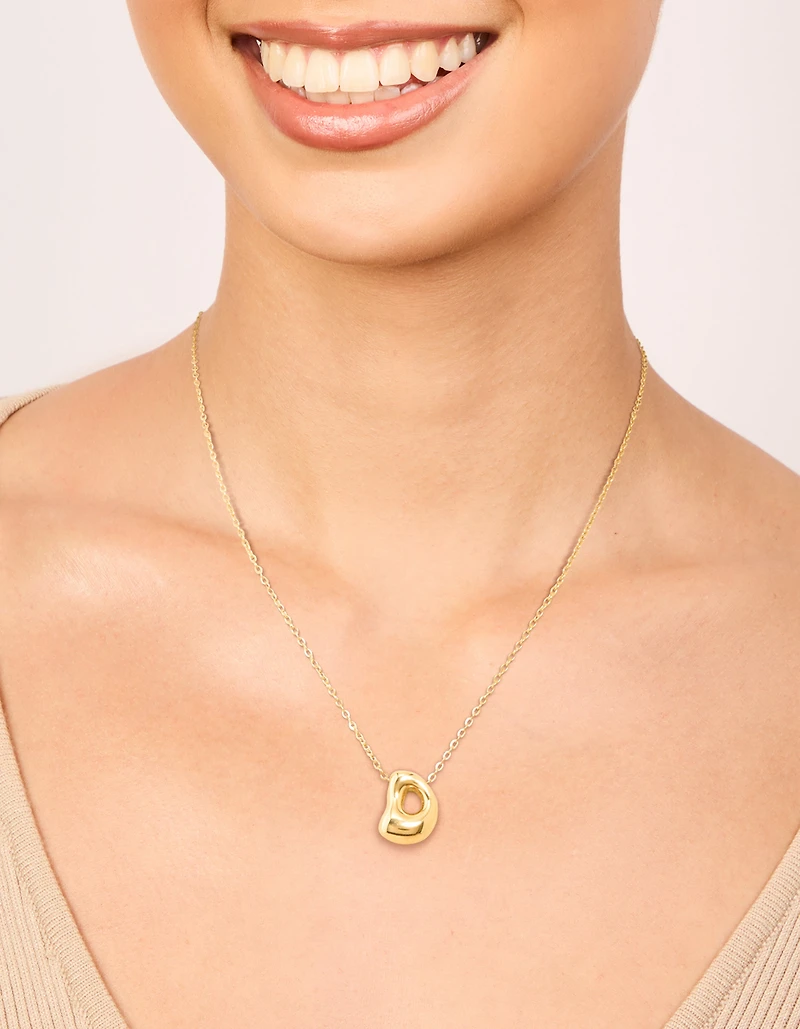 Waterproof Gold Plated Stainless Steel Large Bubble Letter D Necklace