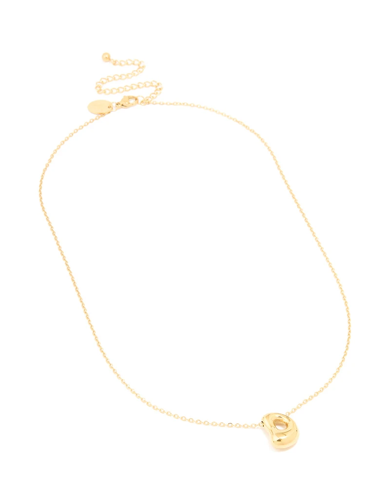 Collier imperméable en acier inoxydable plaqué or avec une grande lettre D à bulles