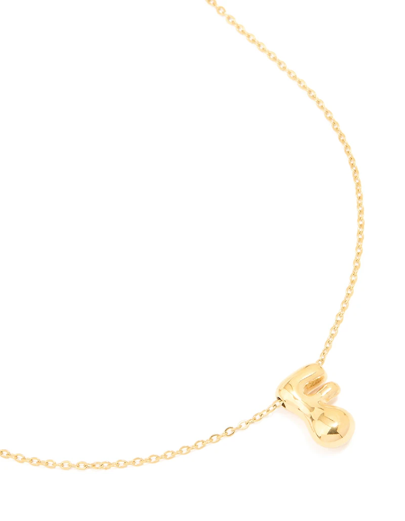 Waterproof Gold Plated Stainless Steel Large Bubble Letter F Necklace