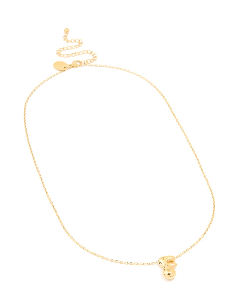 Waterproof Gold Plated Stainless Steel Large Bubble Letter F Necklace