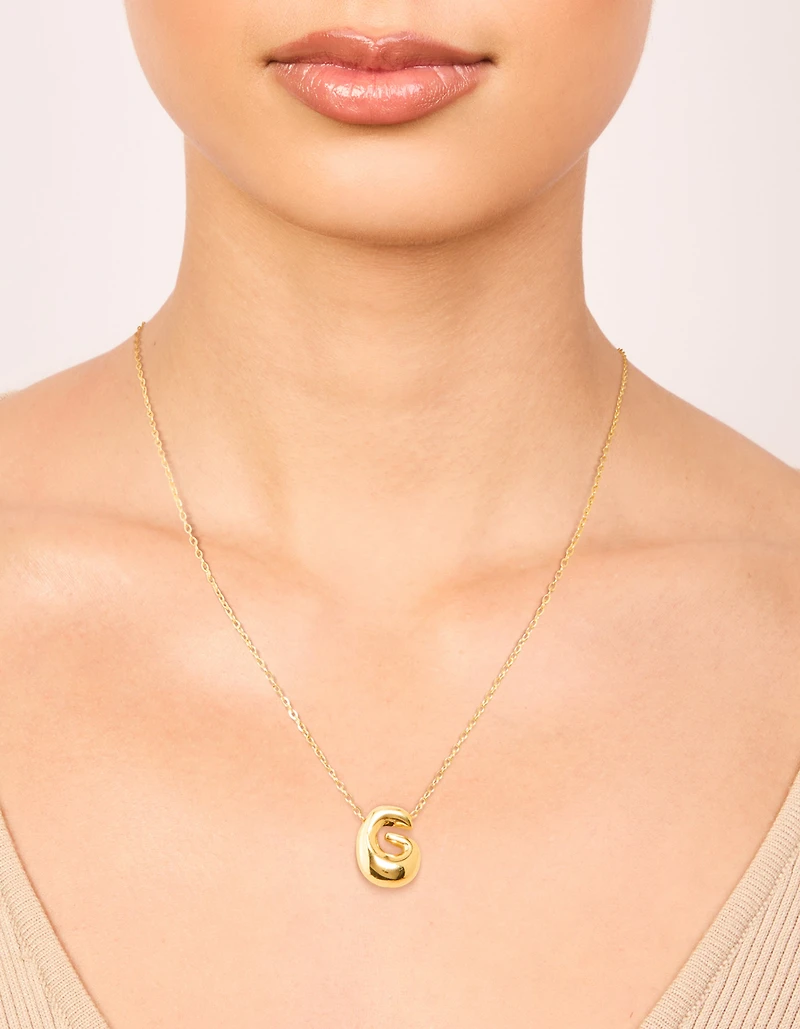 Waterproof Gold Plated Stainless Steel Large Bubble Letter G Necklace