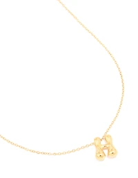 Waterproof Gold Plated Stainless Steel Large Bubble Letter H Necklace