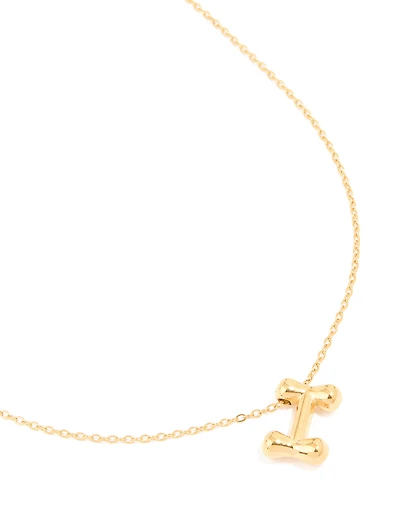 Waterproof Gold Plated Stainless Steel Large Bubble Letter I Necklace