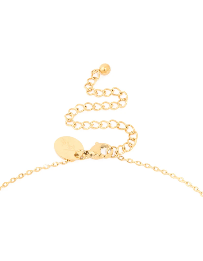 Collier imperméable en acier inoxydable plaqué or avec une grande lettre N à bulles