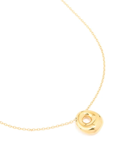 Waterproof Gold Plated Stainless Steel Large Bubble Letter O Necklace