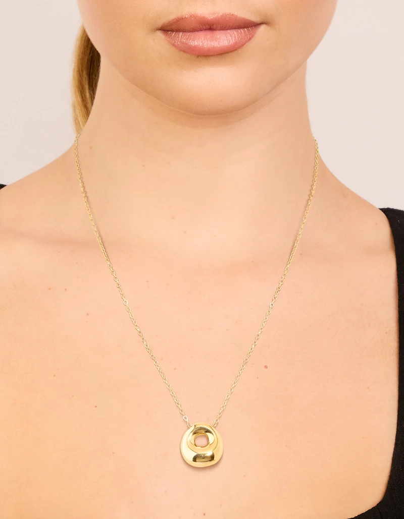 Collier imperméable en acier inoxydable plaqué or avec une grande lettre à bulles O