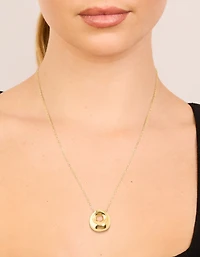 Collier imperméable en acier inoxydable plaqué or avec une grande lettre à bulles O
