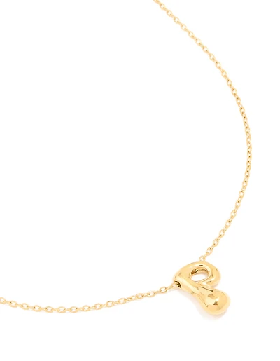 Waterproof Gold Plated Stainless Steel Large Bubble Letter P Necklace