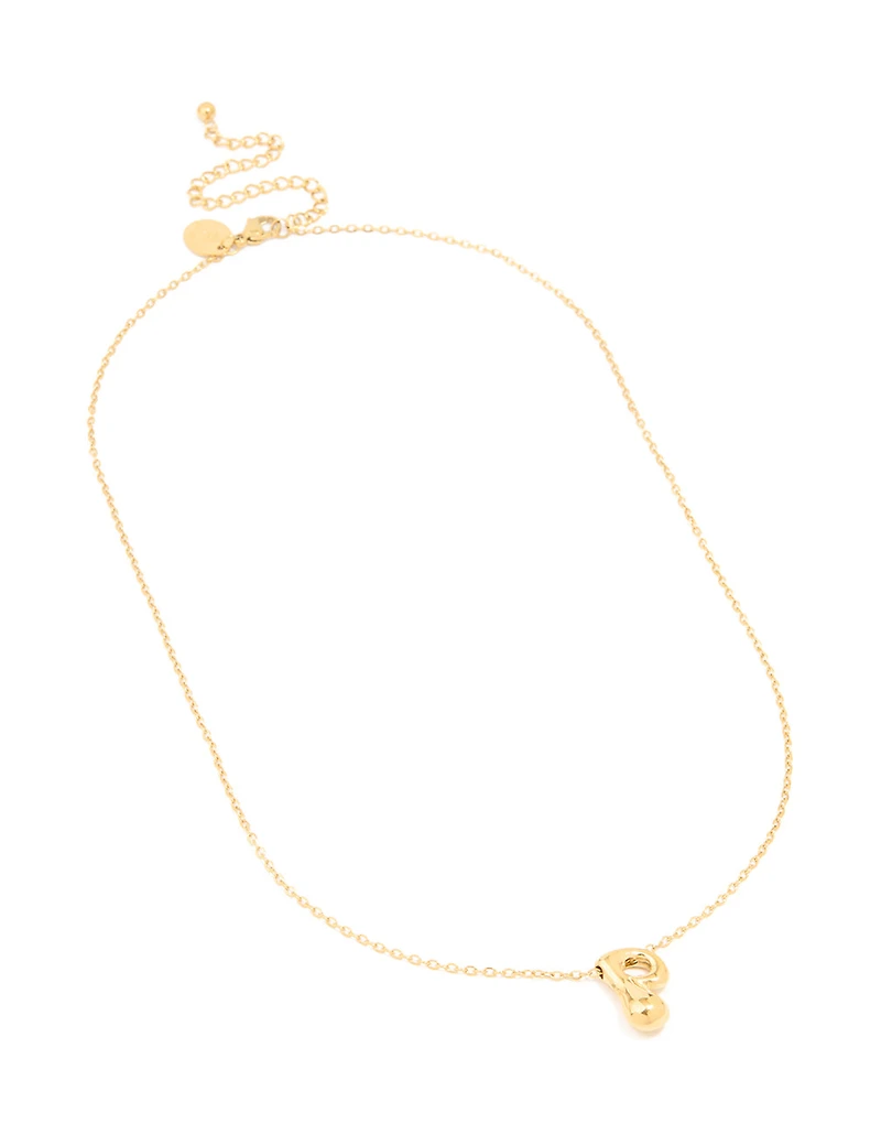 Waterproof Gold Plated Stainless Steel Large Bubble Letter P Necklace
