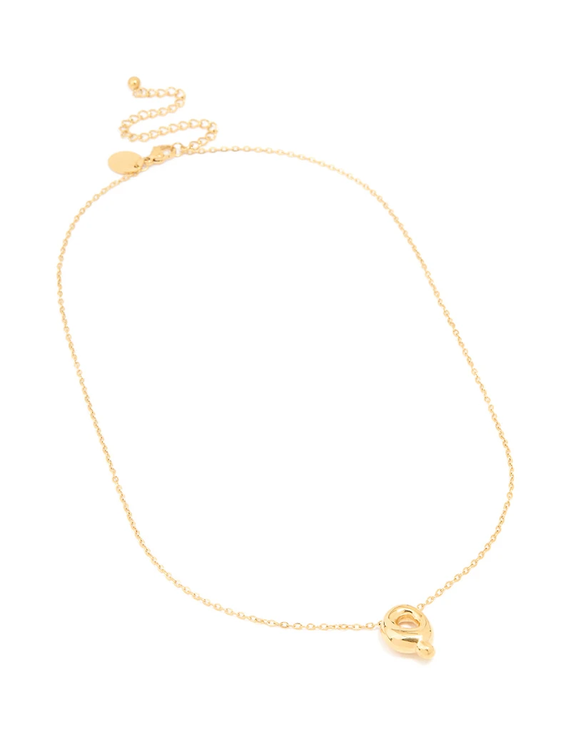 Collier imperméable en acier inoxydable plaqué or avec une grande lettre à bulles Q