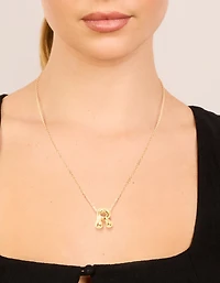 Waterproof Gold Plated Stainless Steel Large Bubble Letter R Necklace