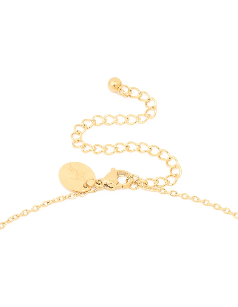 Waterproof Gold Plated Stainless Steel Large Bubble Letter V Necklace