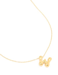 Waterproof Gold Plated Stainless Steel Large Bubble Letter W Necklace