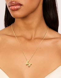 Collier imperméable en acier inoxydable plaqué or avec une grande lettre à bulles W