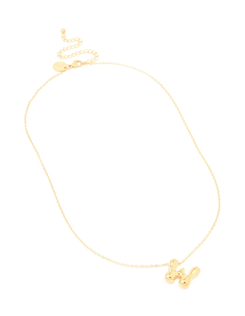 Waterproof Gold Plated Stainless Steel Large Bubble Letter W Necklace