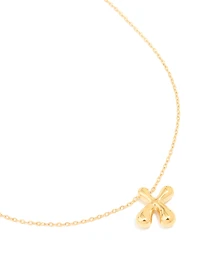 Waterproof Gold Plated Stainless Steel Large Bubble Letter X Necklace
