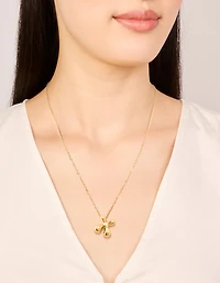 Collier imperméable en acier inoxydable plaqué or avec une grande lettre à bulles en X