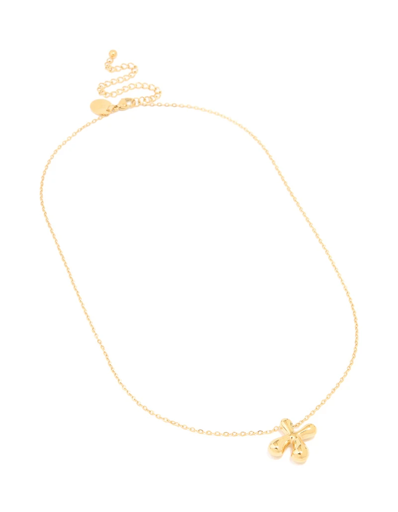 Waterproof Gold Plated Stainless Steel Large Bubble Letter X Necklace