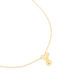 Collier imperméable en acier inoxydable plaqué or avec une grande lettre Y à bulles