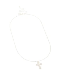 Silver Gothic Cross Pendant Necklace