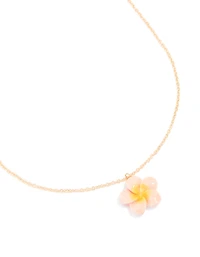 Gold Frangipani Flower Pendant Necklace