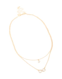 Gold Diamante & Infinity Layered Necklace