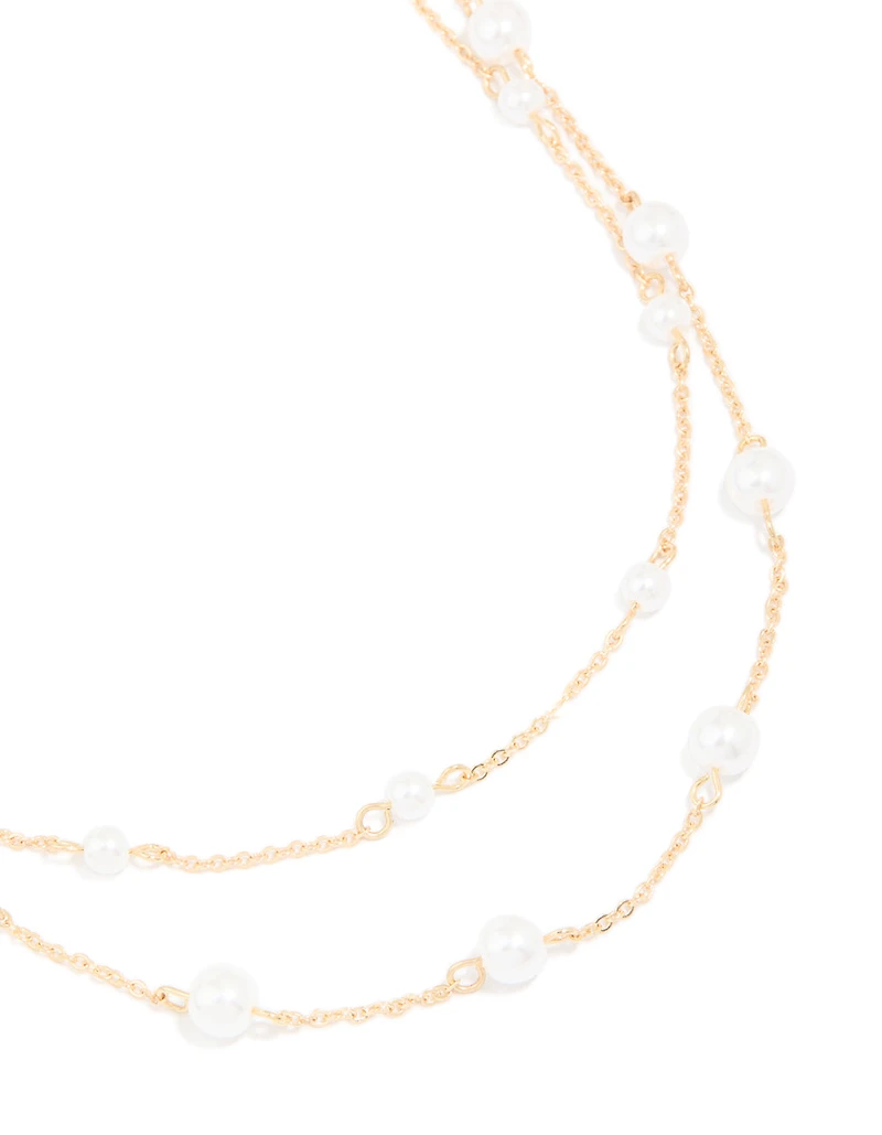 Gold Pearl Layered Necklace