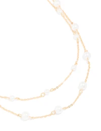 Gold Pearl Layered Necklace