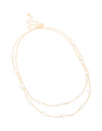 Gold Pearl Layered Necklace
