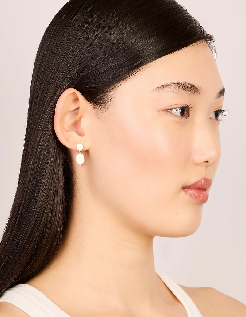 Gold Plated Freshwater Pearl Drop Earrings