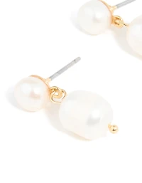Gold Plated Freshwater Pearl Drop Earrings