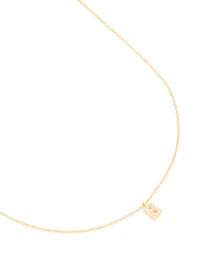 Collier pendentif cubique en laiton plaqué or en zirconia avec la lettre B