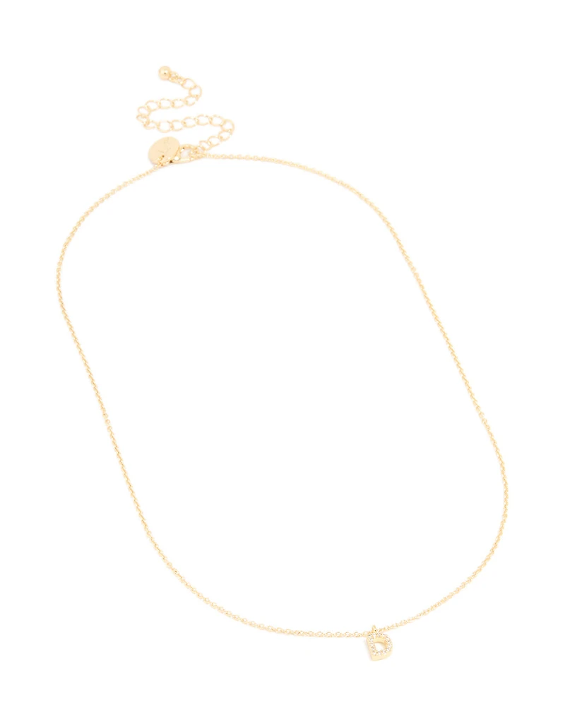 Collier cubique en zircone plaqué or avec lettre D