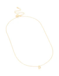 Collier cubique en zircone plaqué or avec lettre D