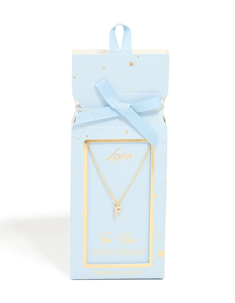 Collier en zircone cubique plaqué or avec la lettre F