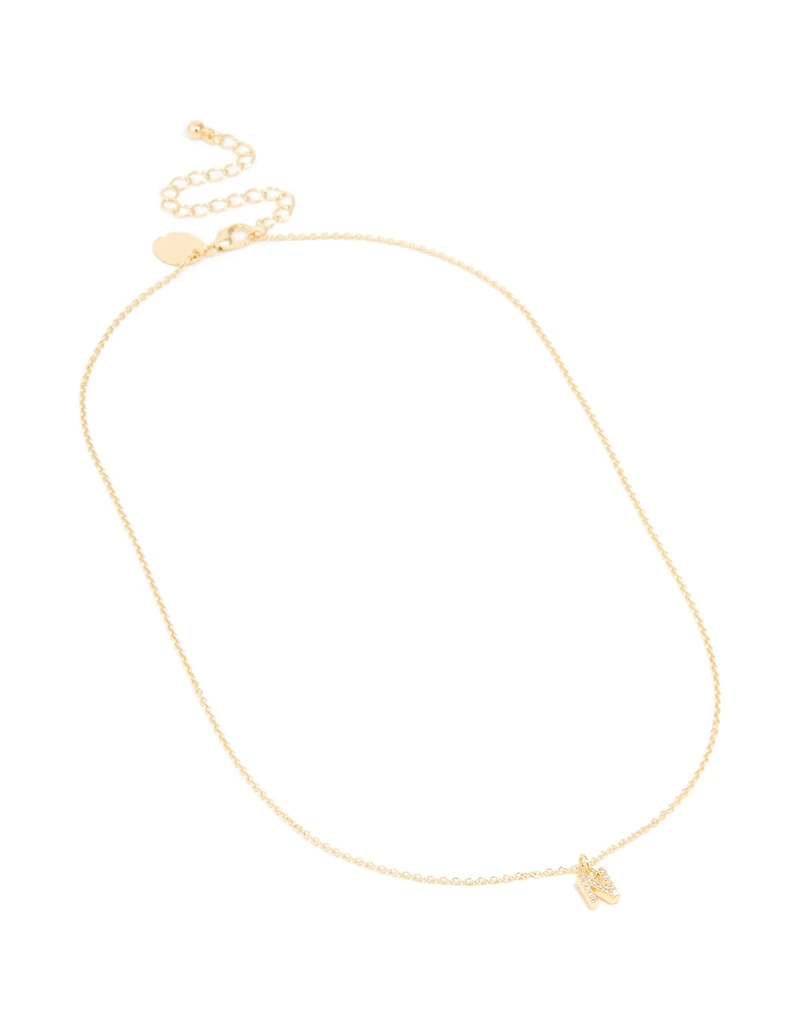 Collier cubique en zircone plaqué or avec la lettre N