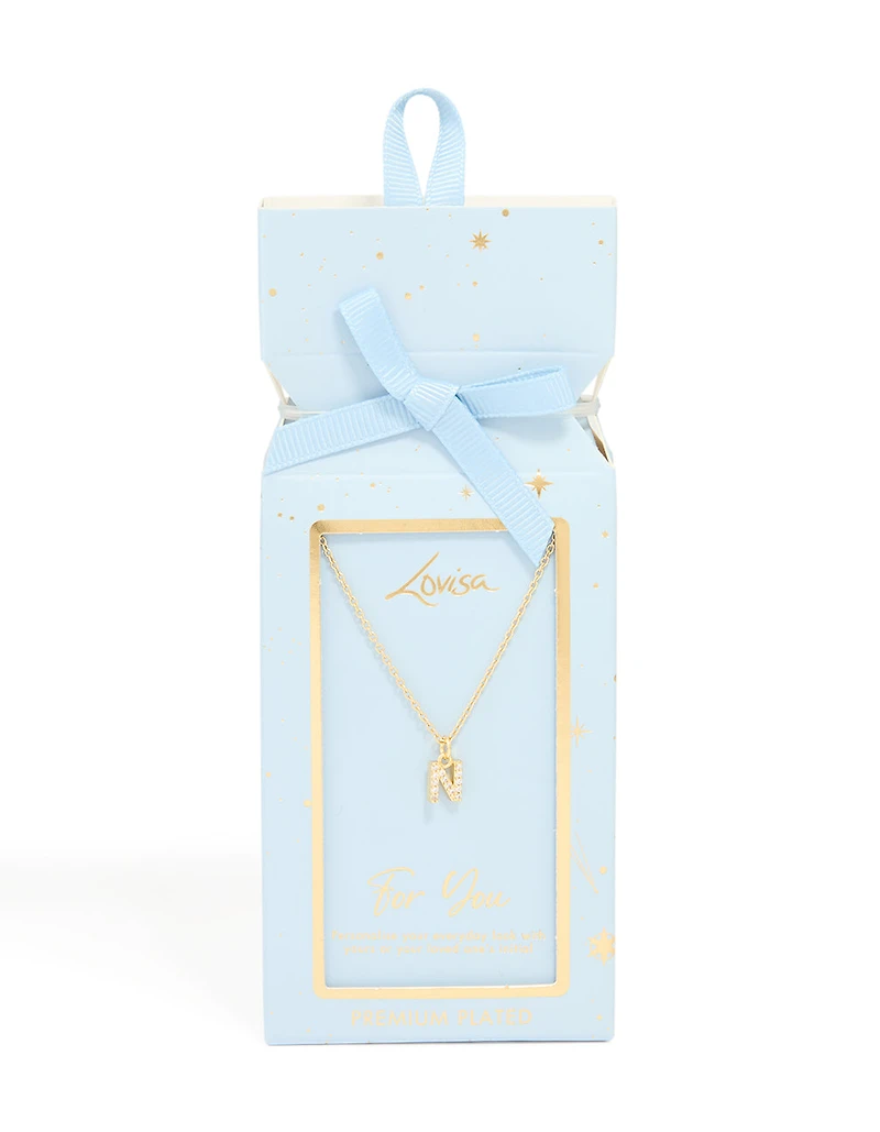 Collier cubique en zircone plaqué or avec la lettre N