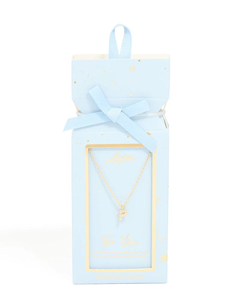 Collier cubique plaqué or avec la lettre P en zircone