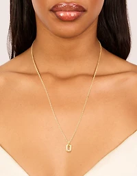 Collier cubique en zircone plaqué or Letter U