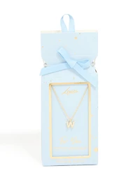 Collier cube en zircone plaqué or avec une lettre W