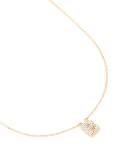 Collier cubique en zircone en or pour enfants avec la lettre B