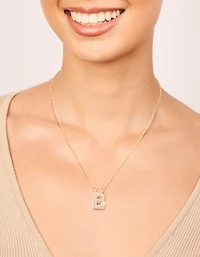 Collier cubique en zircone en or pour enfants avec la lettre B